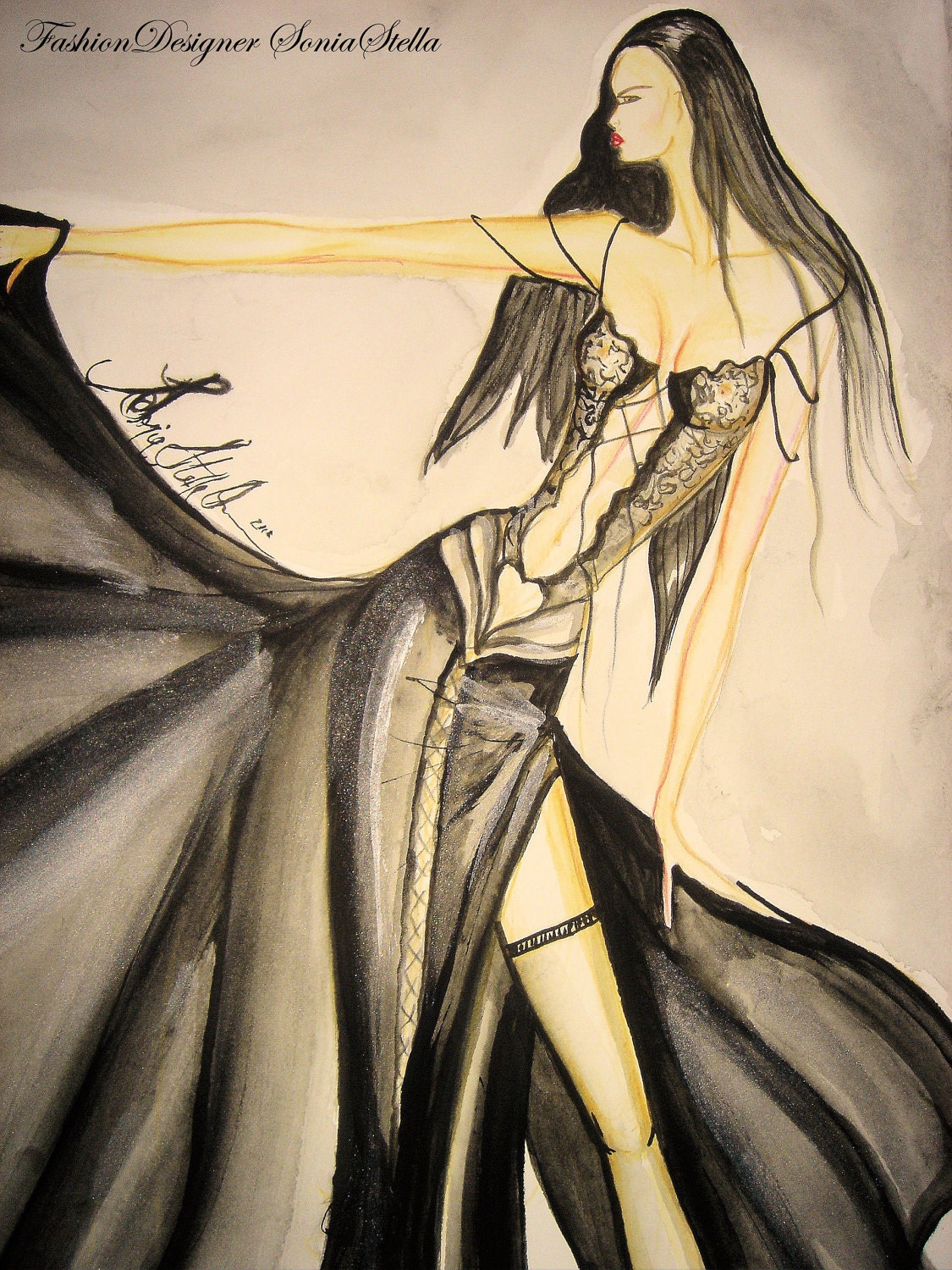 Watercolor Fashion Illustration Limited signed by artist