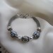 Silver Wire Wrapped Bracelet with Grey and White Marbleized Polymer Beads