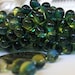 4x5mm Capri Blue Olive Green Czech Glass Tear Drop Fringe Beads, 20 Beads