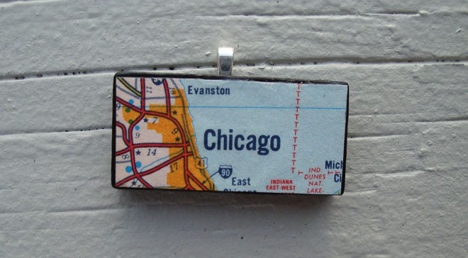 Chicago  Domino Pendant w/ Chain