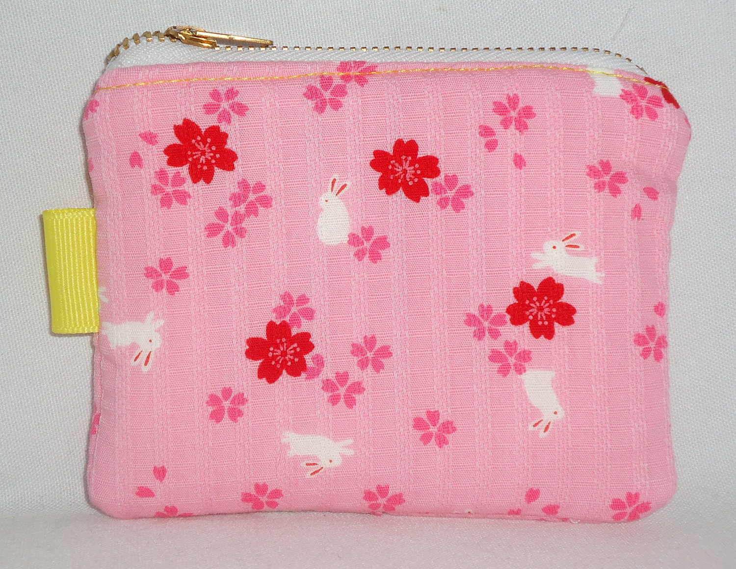 Bunny and Sakura Padded Zippered Pouch -- Pink (Limited Edition)