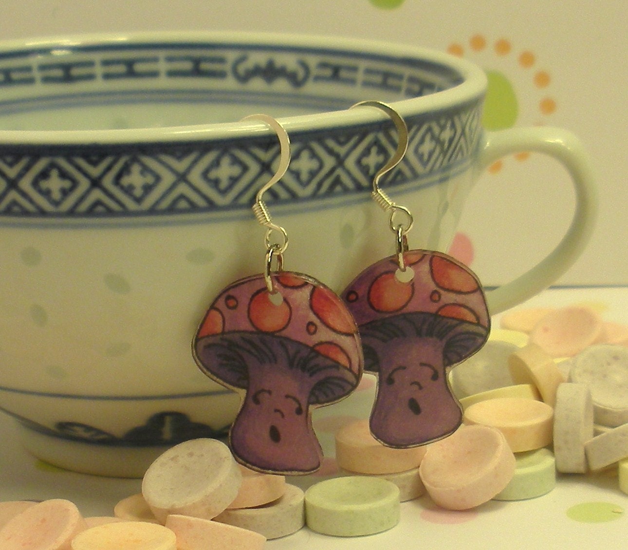 Mushroom Earrings in Magic Purple