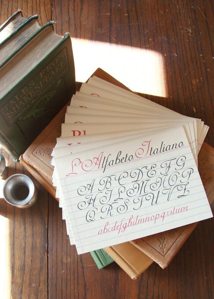 L'Alfabeto Italiano 5x7 flashcards-full set of 21 Letters