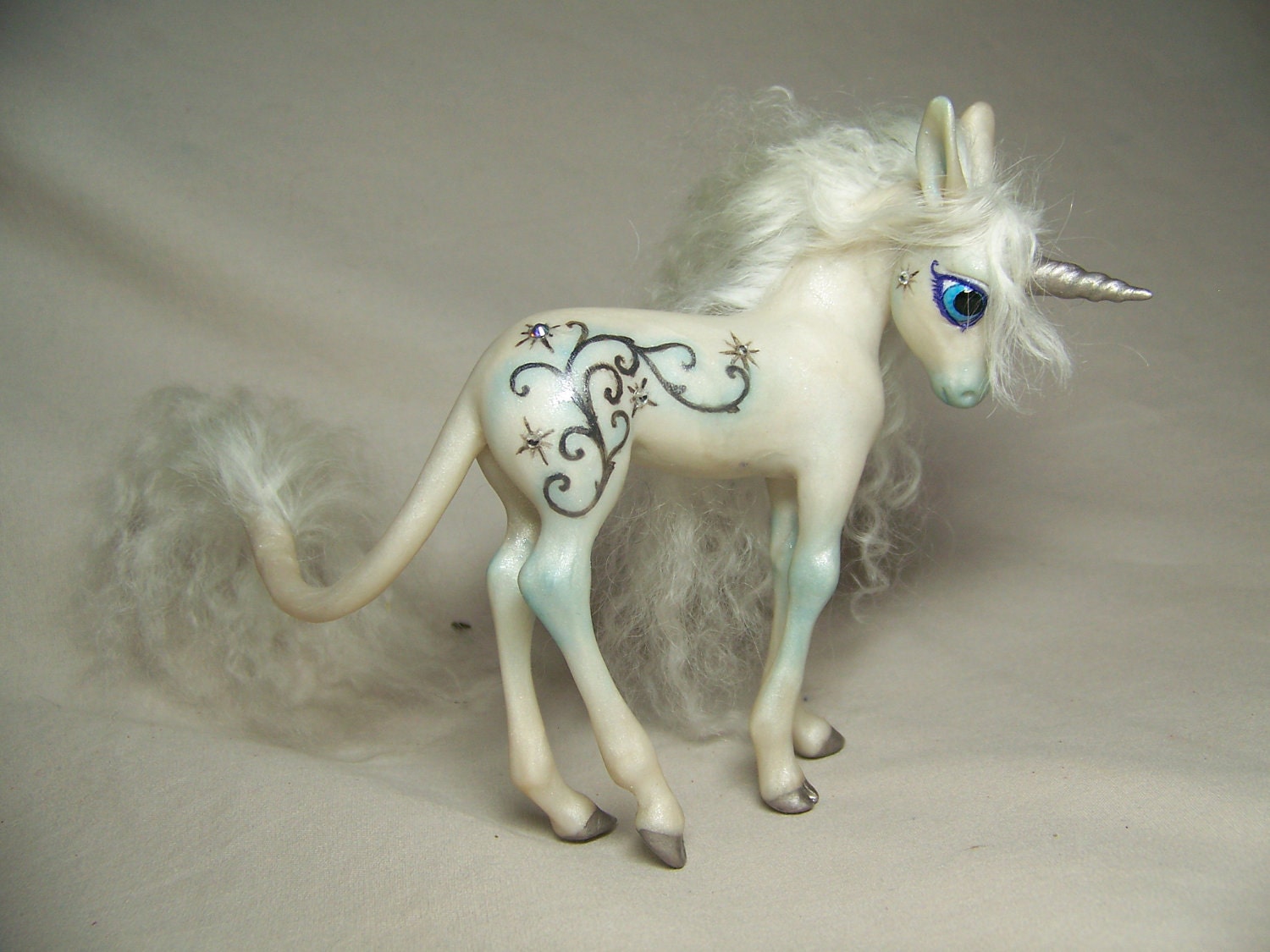 ooak hand sculpted polymer clay art doll fantasy unicorn pony figurine model by Kate Sjoberg made to your specifications