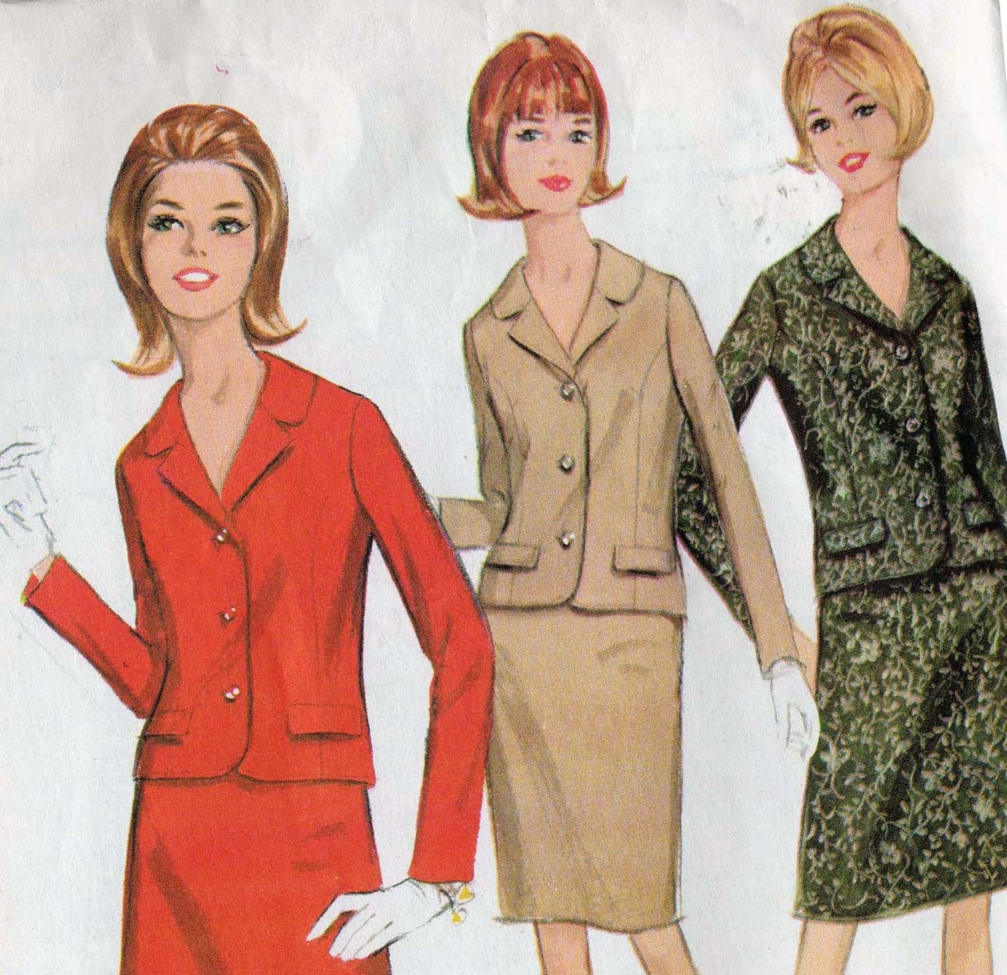 Vintage McCalls Pattern 8488 Misses' Suit with Slim or Full Skirt Size 10 circa 1968