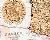 France Map Paris & Corsica Inserts Troisième Republique 1871 Vintage Victorian Lippencott Antique Copper Engraved European Cartography