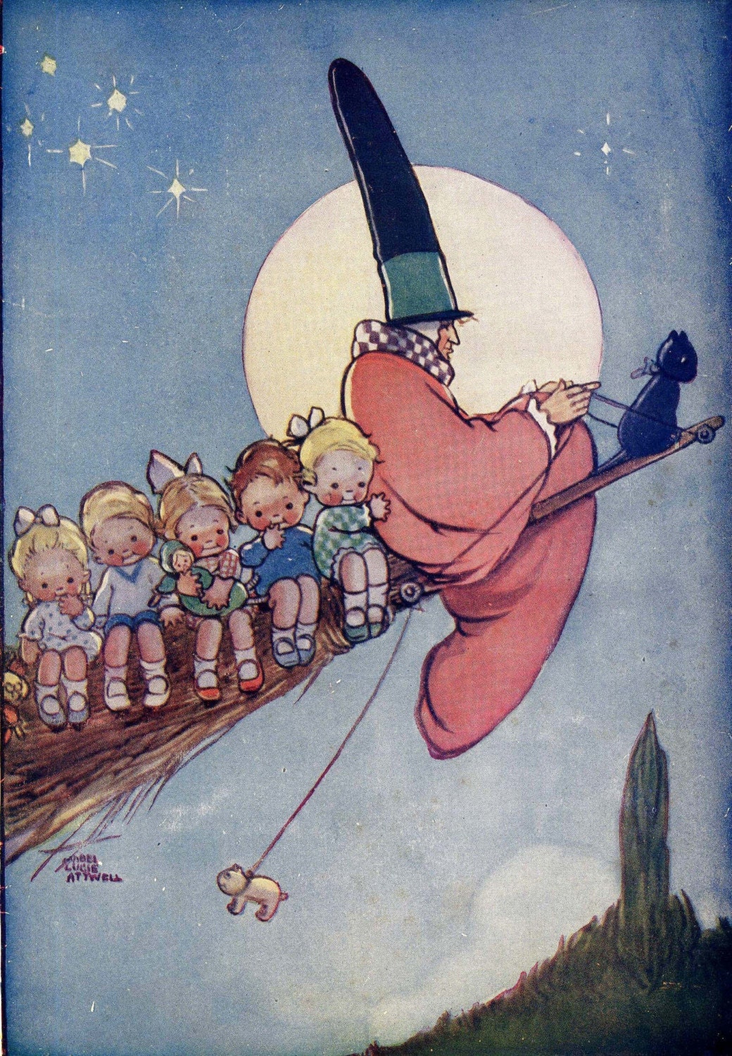 Off With Mother Goose Mabel Lucie Attwell 1927 Vintage Lithograph Nursery Illustration To Frame