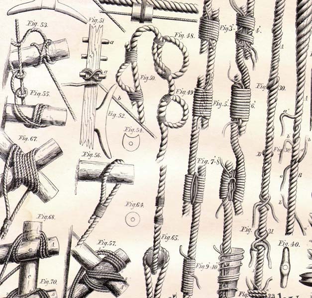 Knots & Splices 1871 Steampunk Victorian Era Nautical Illustration For Framing