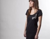 Geometric Womens Cut-Out Tunic, Black Tunic, Hand-Cut Design