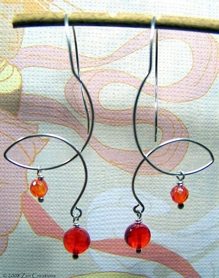 Delicate Curl Earrings - Orange