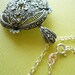 SALE Sterling Silver Victorian Marcasite Pendant Necklace