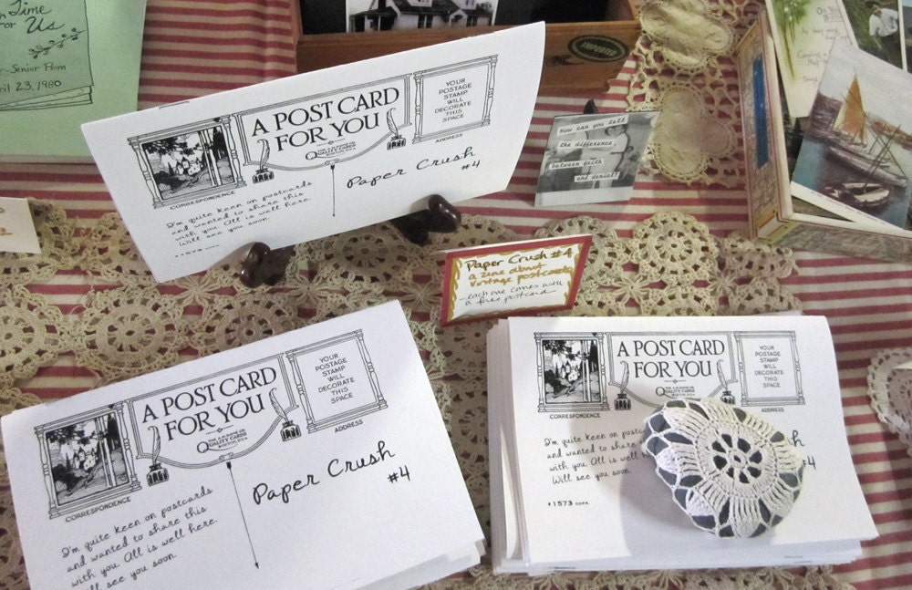 Paper Crush no. 4 - A zine about collecting vintage postcards and photos - Free Vintage Postcard in every issue