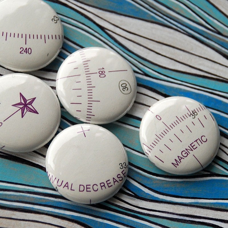 Recycled Nautical Chart Pins - Set of Five