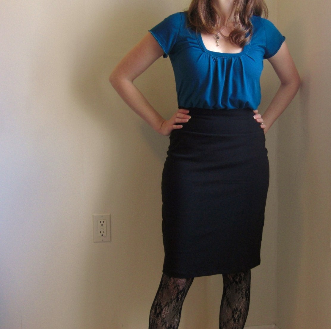Womens Pencil Skirt Stretch Cotton Jersey - Made to Order