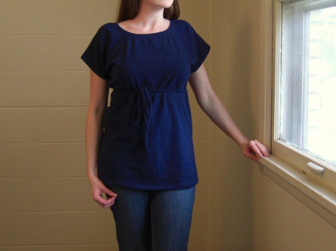 Womens Basic Cotton Tunic - Short Dolman Sleeve Shirt Tshirt Blouse - Made to Order