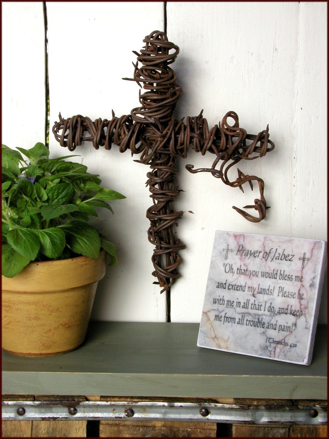 13 Inch Barbed Wire Cross