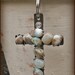 OOAK // Beaded Cross Key Ring // Blue Peruvian Opal Nuggets