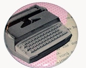 Pink Snakeskin Typewriter Collage 2.25-inch Magnet (OOAK)