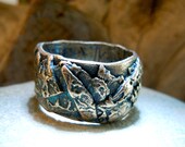 Wedding Bronze Precious Metal Ring Band Layered Natural Irregular Edges Unisex Mens Lady