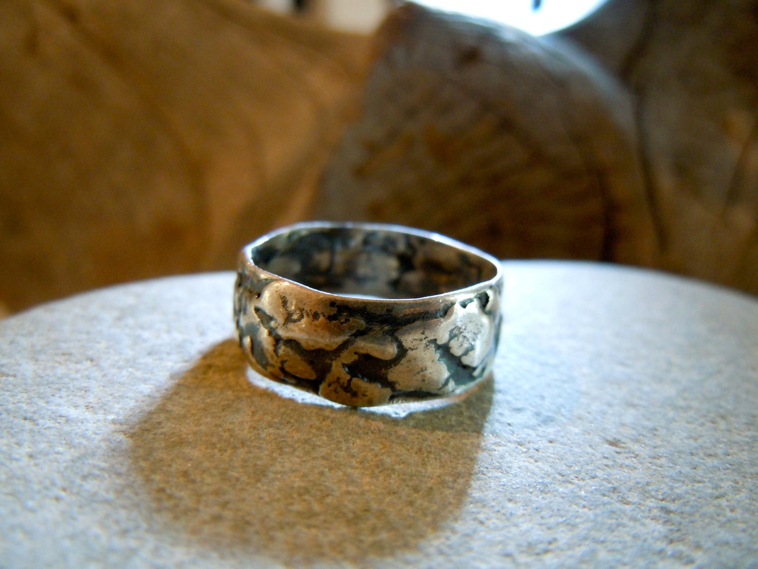 Wedding Band Fine Silver Precious Metal Ring Layered Natural Irregular Edges Unisex Mens Lady 7