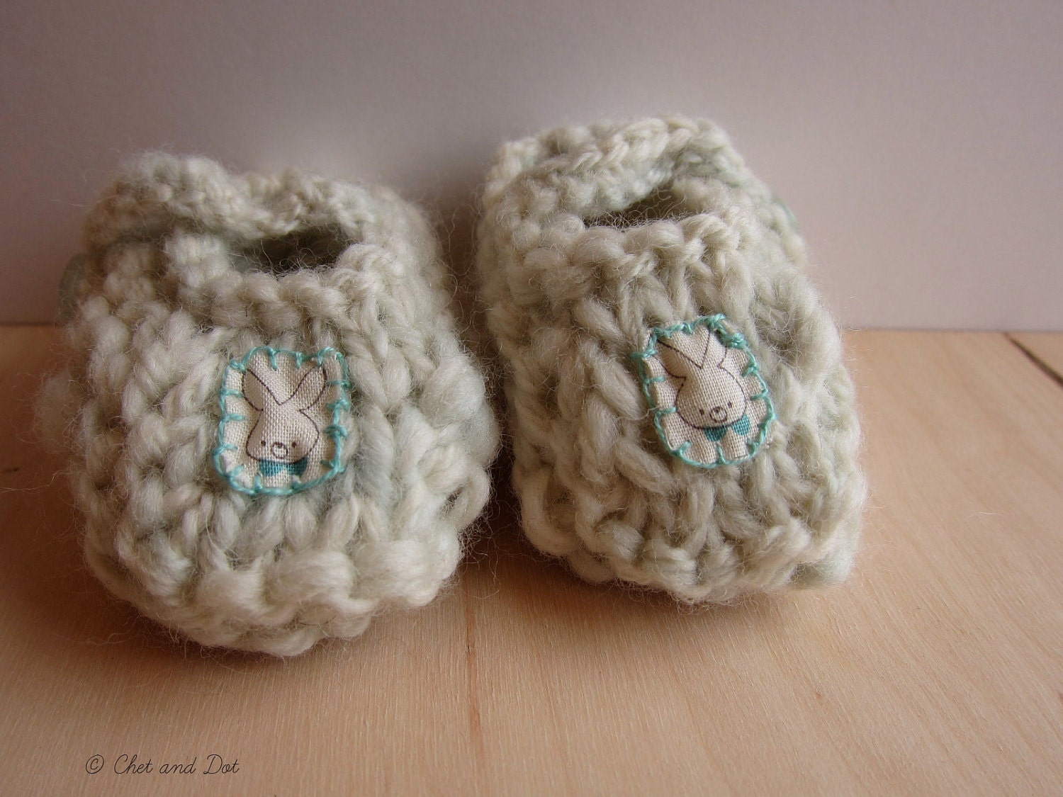 Funny Bunny Baby Booties in Yellow 0-3 months