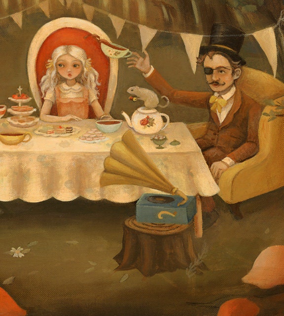 Alice in Wonderland Art from The Black Apple - The Mad Tea Party Print 14x11