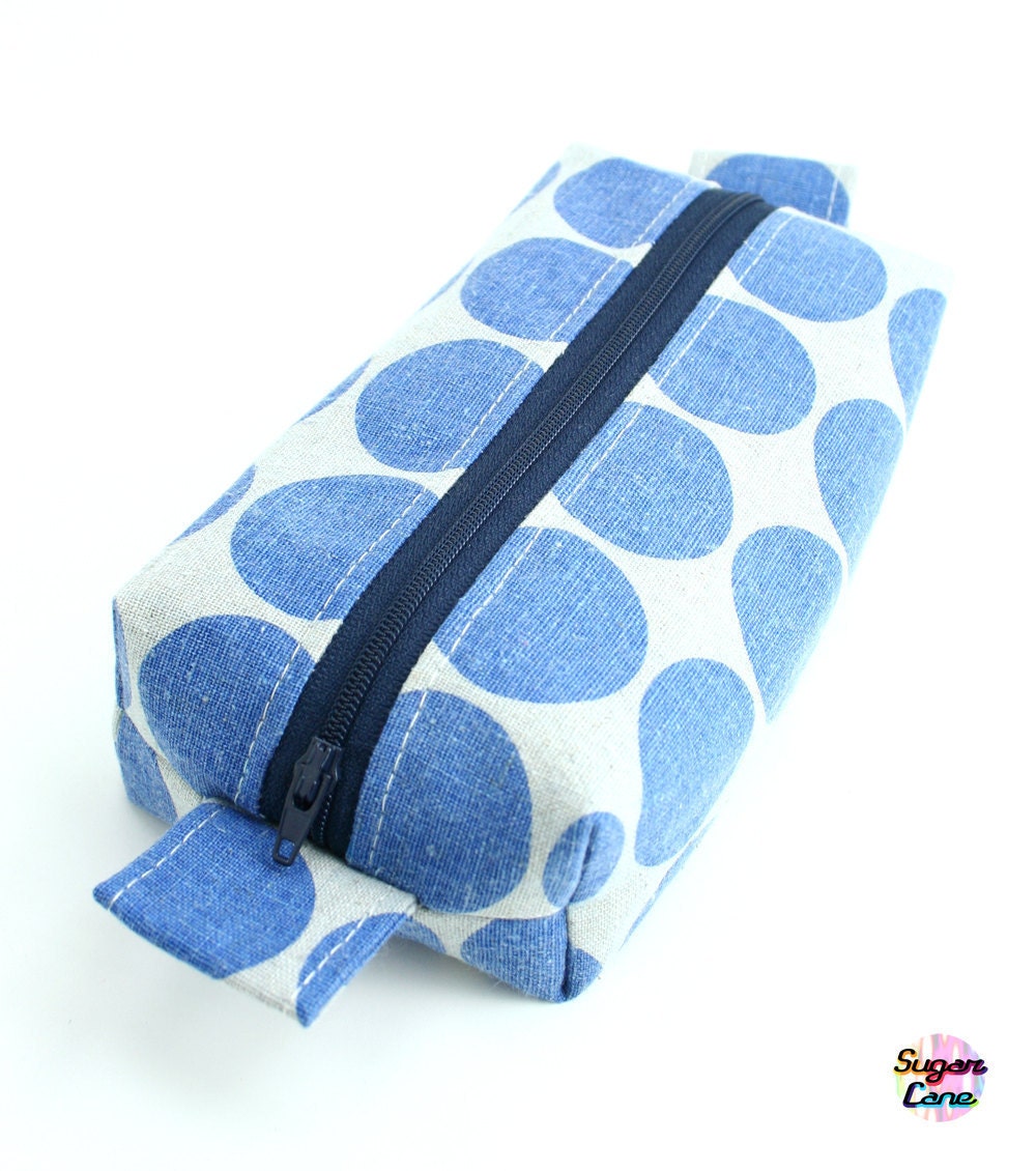 Box Pouch : Big Dots Twilight Blue