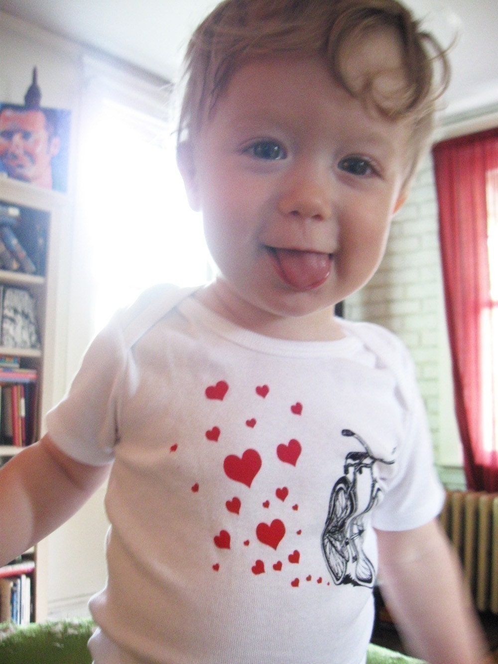 SALE - screenprinted bicycle onesie for boys or girls
