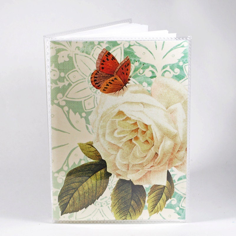 Photo Album Brag Book with a Butterfly and White Rose