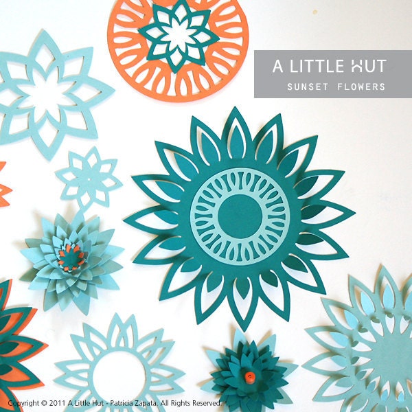 Sunset Flowers Collection - SVG, DXF, PDF cutting files