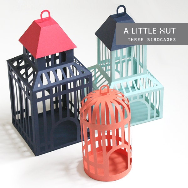 Three birdcages - DXF and SVG cutting files