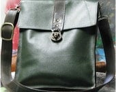 Leather Steampunk Messenger Bag for Men and Women - Green and Brown