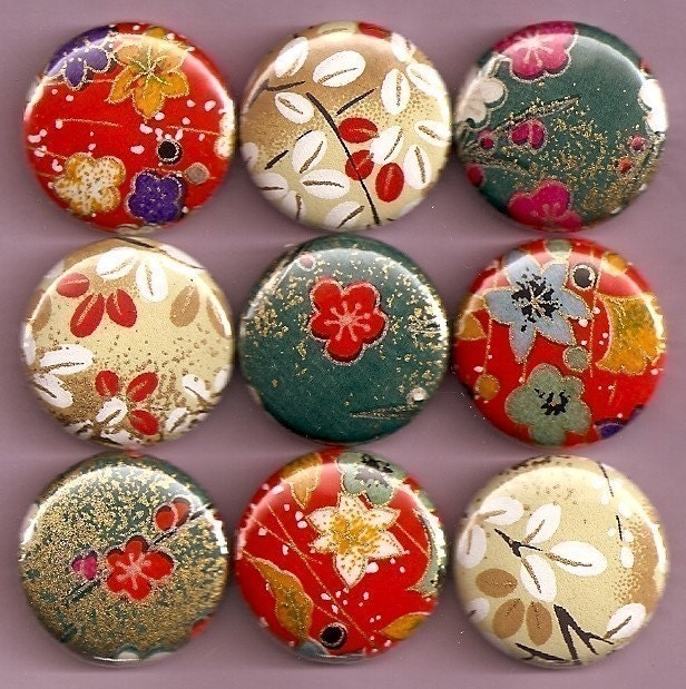 One Inch Magnet Set - Japanese Foliage and Flowers