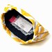 The FLEUR Clutch in yellow and white chevron stripe. SALE