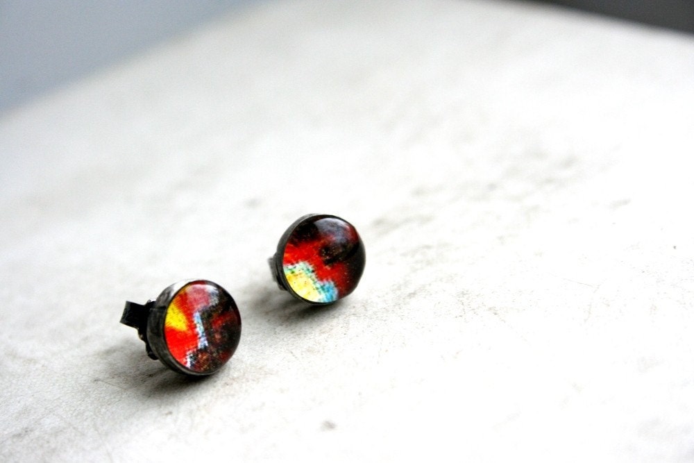 tribal post earrings