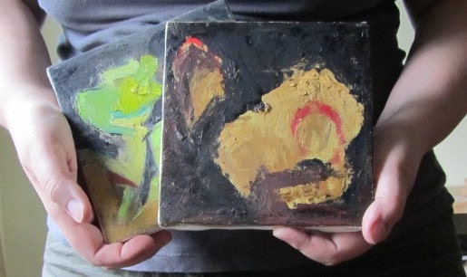 SALE Talking Pictures no.1 and 2  set of original Oil Paintings on Canvas