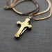Cross Pocket Knife Necklace Gold Brass Religious Symbol