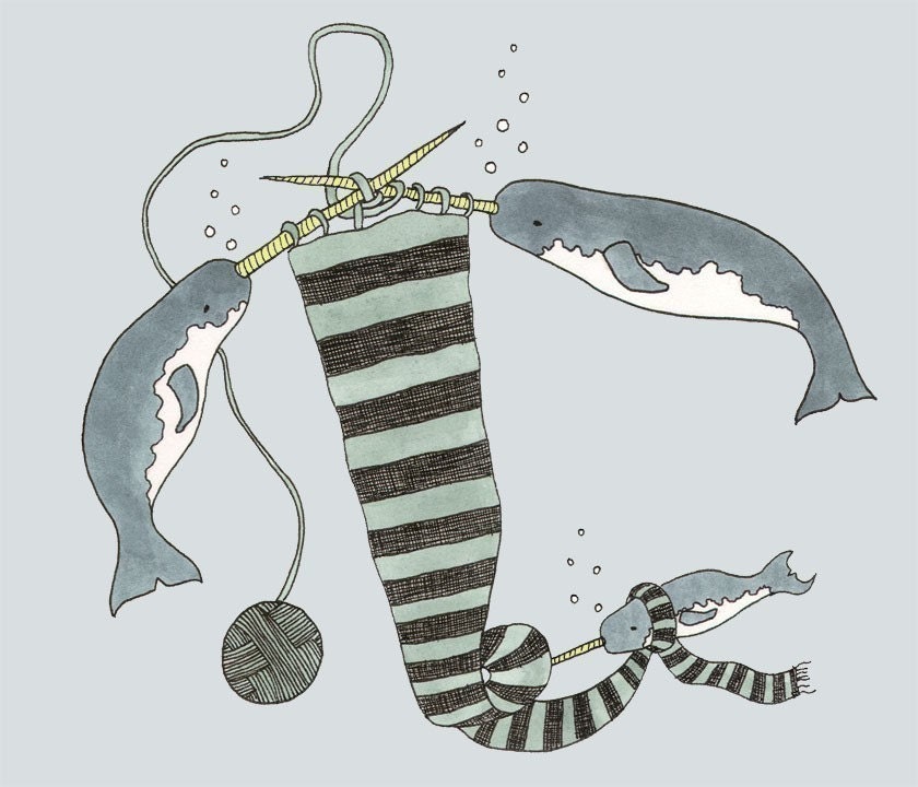 Knitting Narwhals 8x10 print