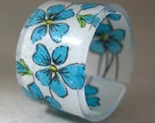 Blue Violets, Handmade Plastic Ring