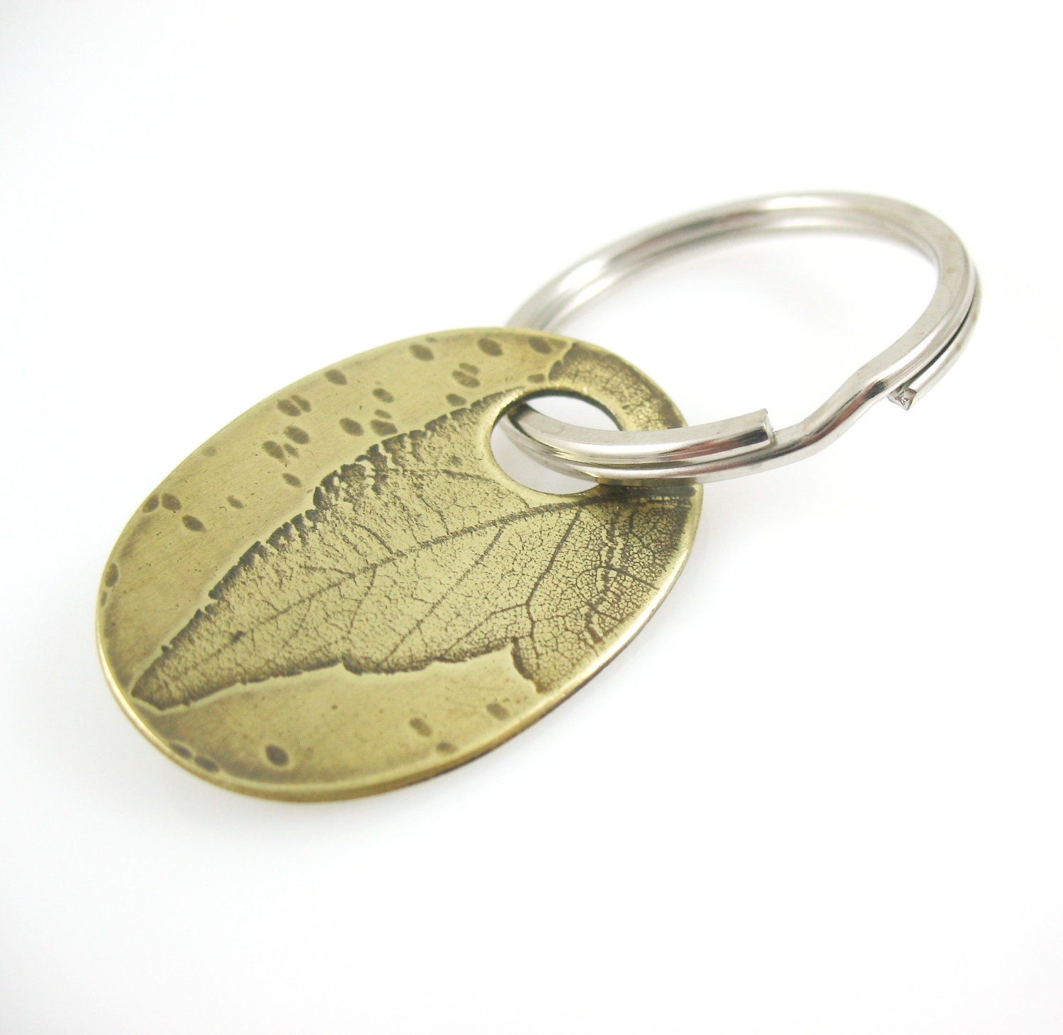Men's Key Chain Maple Leaf Brass Key Ring by