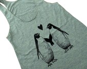 Penguin Love Tank Top - American Apparel Tri-Blend Tank - Available in sizes S, M, L