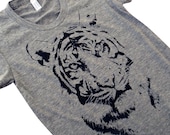 Tiger print on an American Apparel ladies Tri-blend T-shirt - (Available in sizes S, M, L, XL)