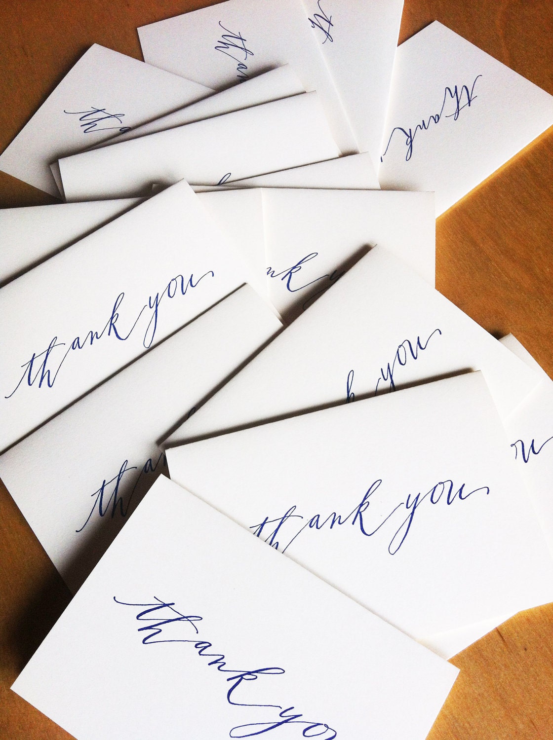 15-pack mega-deal Calligraphy royal blue Thank You letterpress cards - emprint