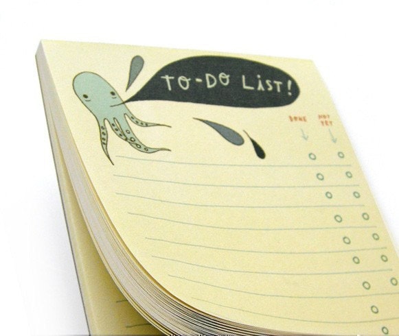 Octopus TO DO LIST notepad by boygirlparty, squid to-do list note pad - office organization