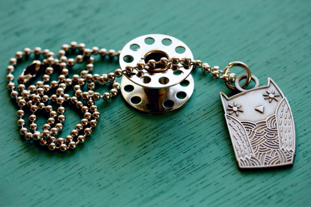 OWL NECKLACE - unique jewelry, cast metal - original silver owl necklace pendant charm by boygirlparty