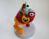 Jim the Grawr Monster Crocheted Soft Sculpture OOAK Collectible Art Doll - knotbygranma