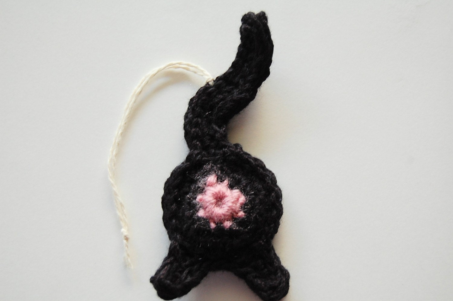Black Cat Butt Crocheted Ornament or Keychain
