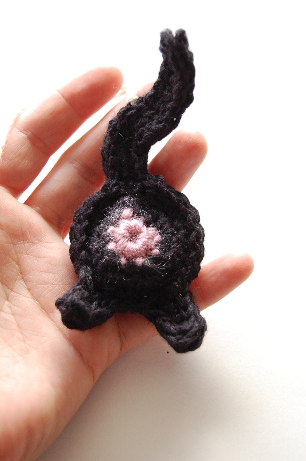 Black Cat Butt Crocheted Ornament or Keychain