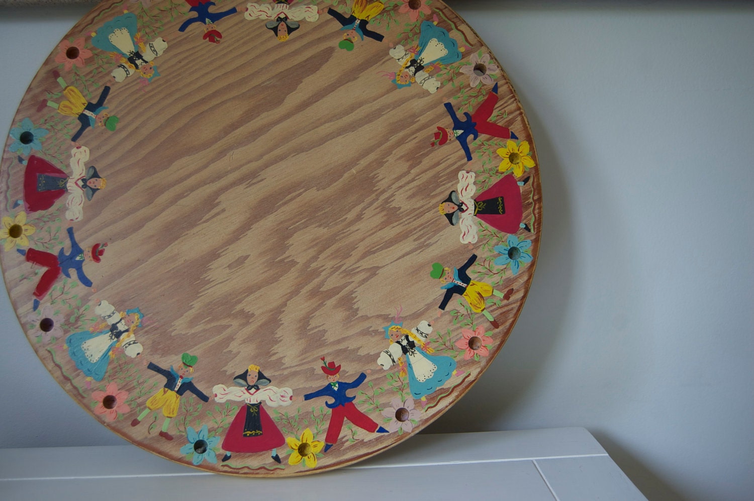 Vintage Scandinavian Wooden Cake Plate
