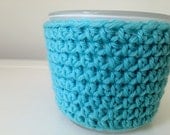 Candle or Drinking Glass with Crocheted Cozy